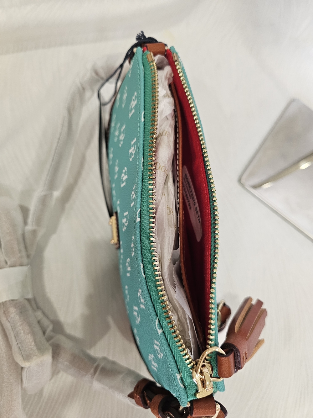 Dooney & Bourke Teal Signature Crossbody Bag w/ Dustbag RARE - Picture 6 of 9